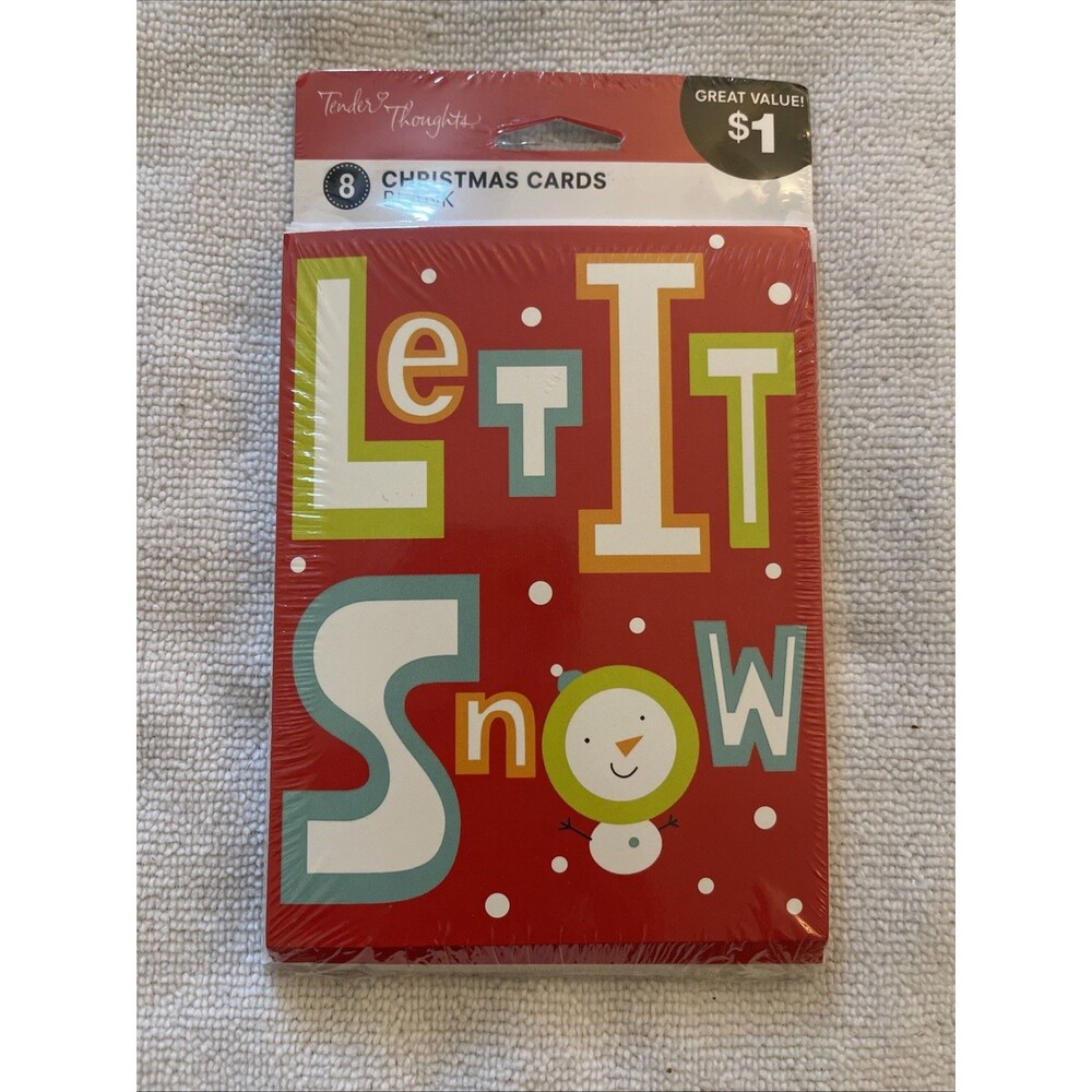 New Tender Thoughts Let It Snow Christmas Cards Sealed 8 Count  4 in x 5.25 in